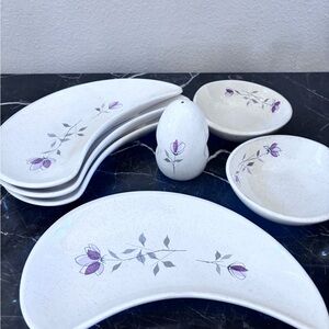 4 Franciscan Duet Crescent Salad Plates salt 2 small bowls